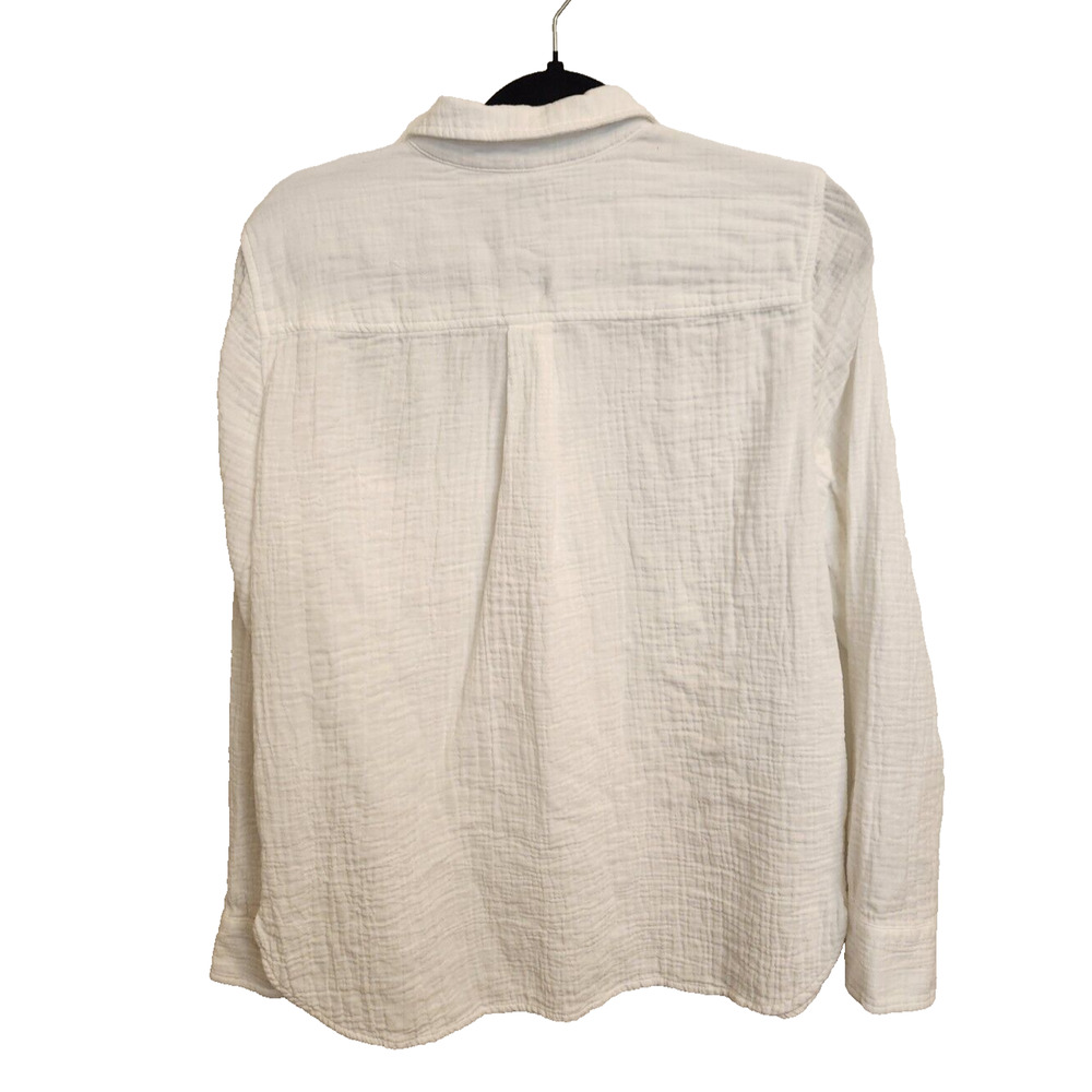 J Crew Womens Top Gauze Button Up Shirt 100% Cotton White Medium Lightweight - Picture 5 of 11